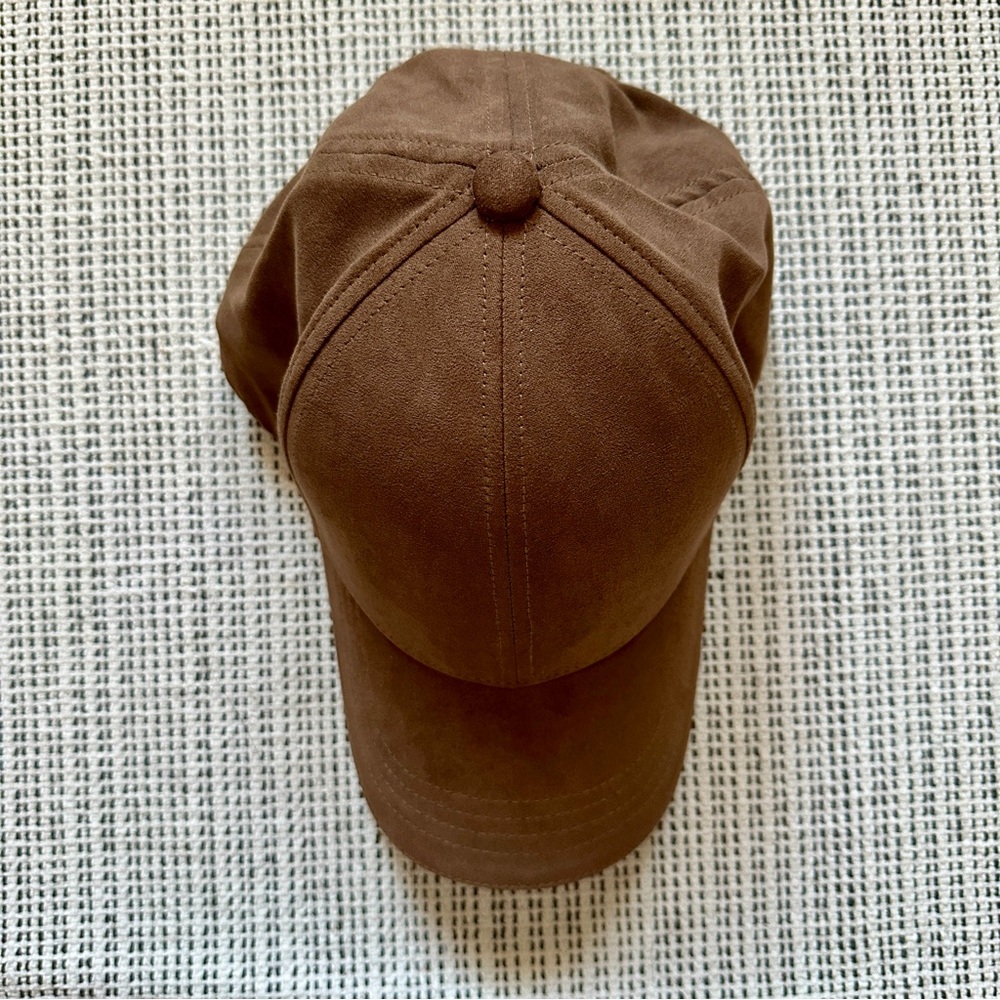 Club Monaco Men Leather Strap Baseball Cap Suede Dark Brown One Size Brand New